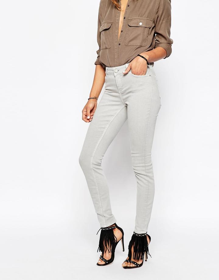 Asos Lisbon Skinny Midrise Jeans In Stone - Stone