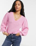 Y.a.s Juliana Puff Sleeve Sweater In Pink