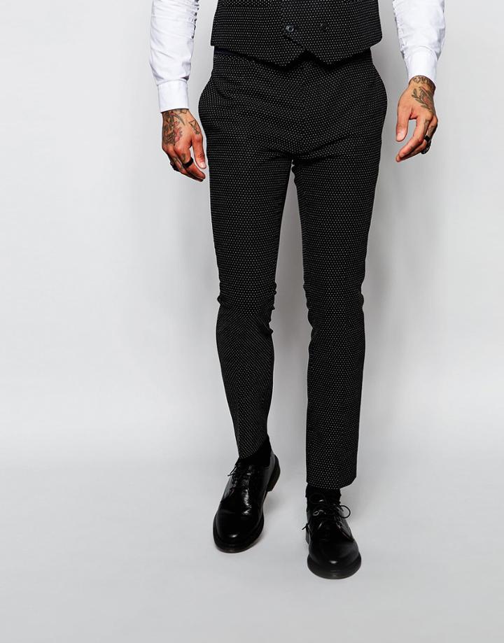 Religion Polka Dot Suit Pants In Skinny Fit - Black
