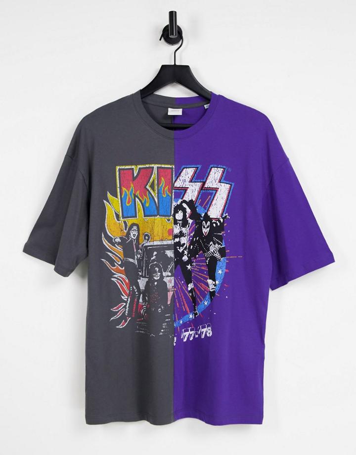 Jack & Jones Originals Relaxed Fit T-shirt With Kiss Split Print In Black And Navy-multi