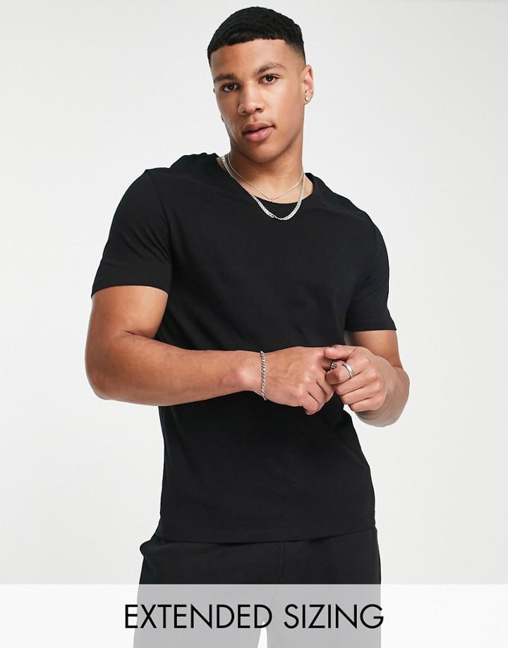 Asos Design Cotton Blend T-shirt With Scoop Neck-black