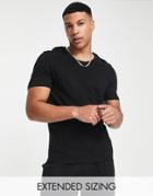 Asos Design Cotton Blend T-shirt With Scoop Neck-black