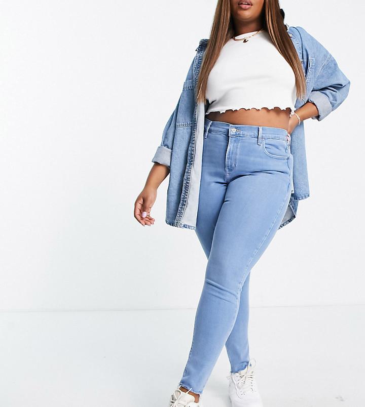 Levi's Plus 721 High Rise Skinny Jeans In Blue Wash-blues