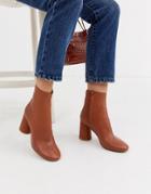 & Other Stories Leather Round Toe Ankle Boots In Tan-brown