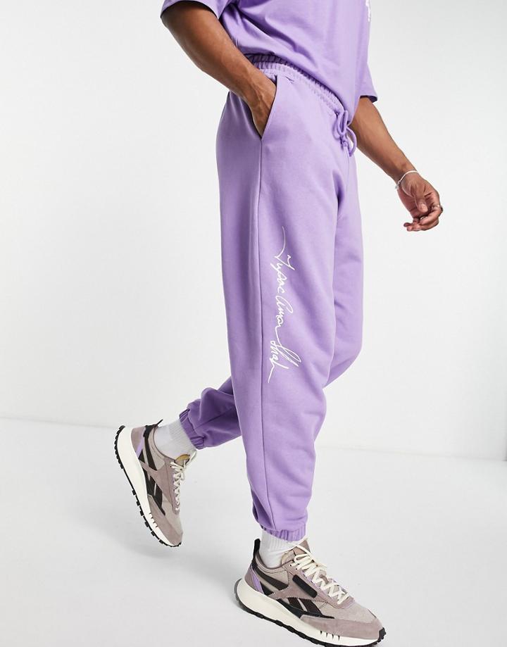 Asos Design Sweatpants With Tupac Prints In Purple - Part Of A Set