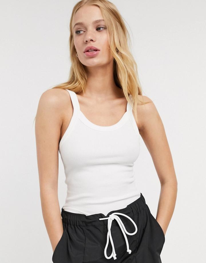 Weekday Kristy Organic Cotton Rib Tank In White
