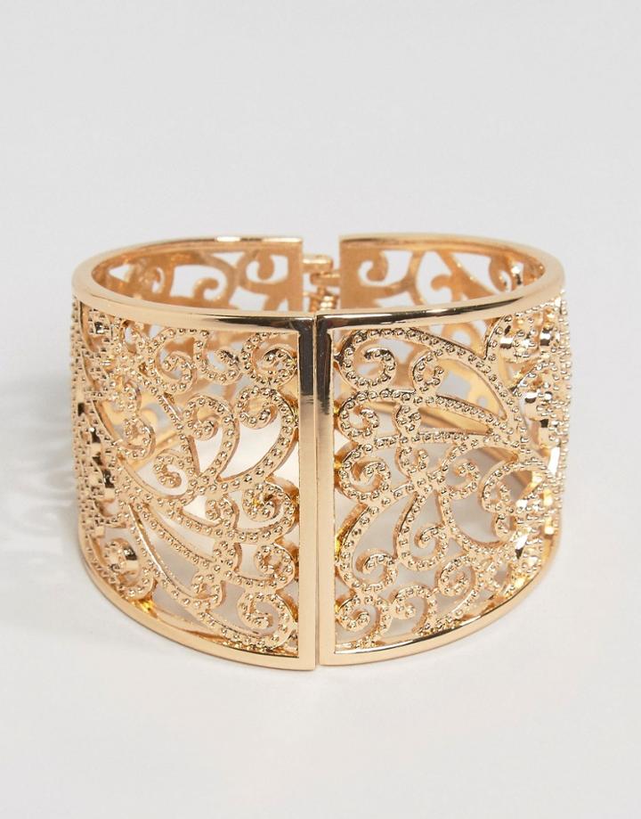 Nylon Vintage Style Jewelled Bracelet - Gold