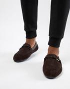 Ted Baker Valcent Moccasin Slippers In Brown Suede - Brown