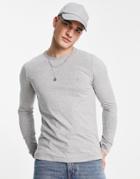 French Connection Long Sleeve Top In Light Gray-grey