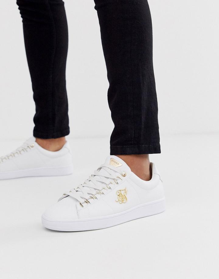 Siksilk Sneakers In White With Gold Logo
