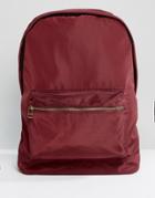 Asos Backpack In Burgundy Satin - Red
