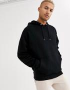 Asos Design Oversized Hoodie In Black With Silver Side Zips