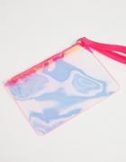 Asos Design Holographic Clutch Bag With Neon Grab Handle - Pink