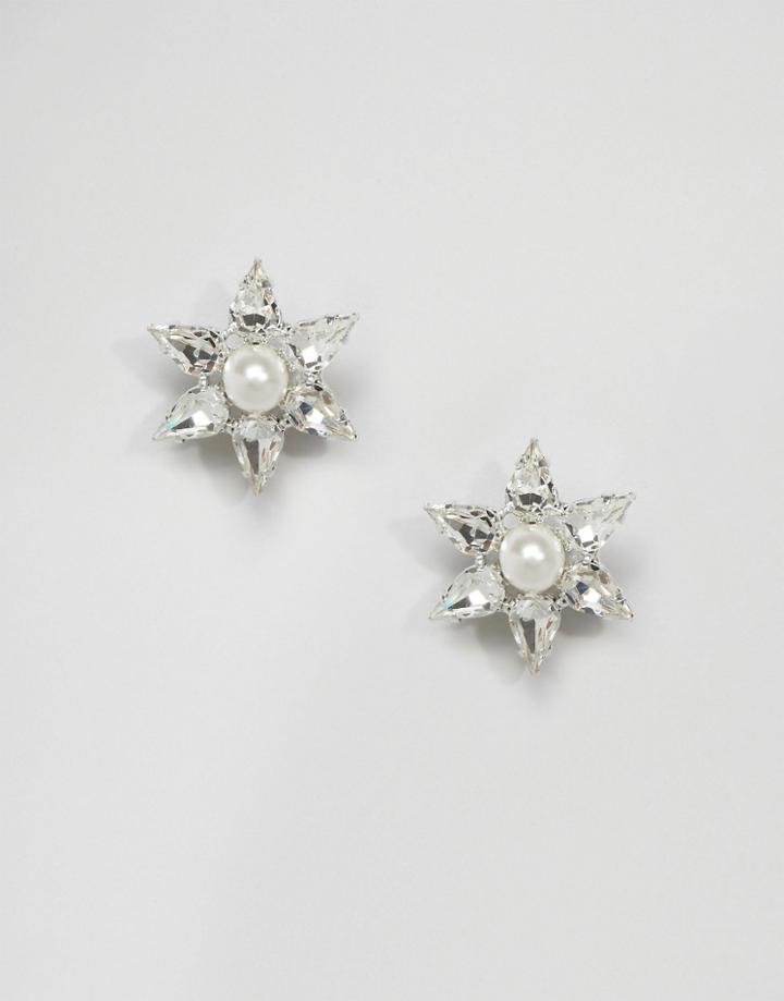 Krystal Swarovski Crystal Star Burst Earrings - Silver