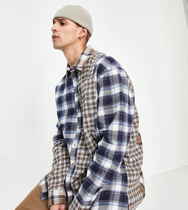 Collusion Spliced Check And Stripe Shirt-multi