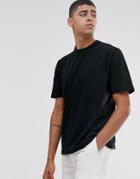 Asos White Loose Fit Heavyweight T-shirt In Black