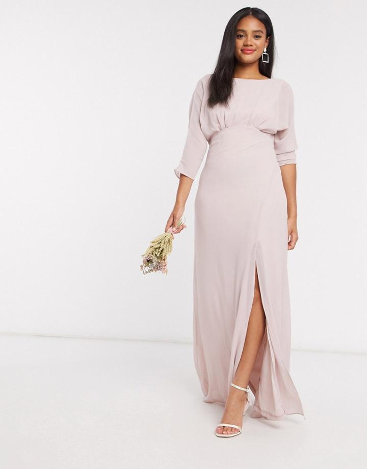 Tfnc Bridesmaid Cowl Back Maxi Dress With Kimono Sleeve In Pink