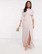 Tfnc Bridesmaid Cowl Back Maxi Dress With Kimono Sleeve In Pink