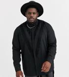 Asos Design Plus Regular Fit Shirt With Chevron Lace Detail-black