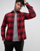 Selected Homme Plus Check Shirt Jacket With Zip Front - Red