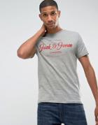 Jack And Jones Script Logo T-shirt - Gray