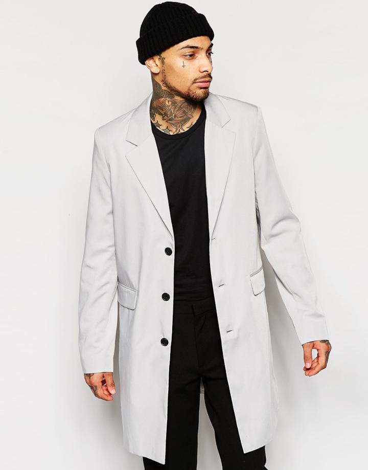 Asos Duster Coat In Gray - Gray