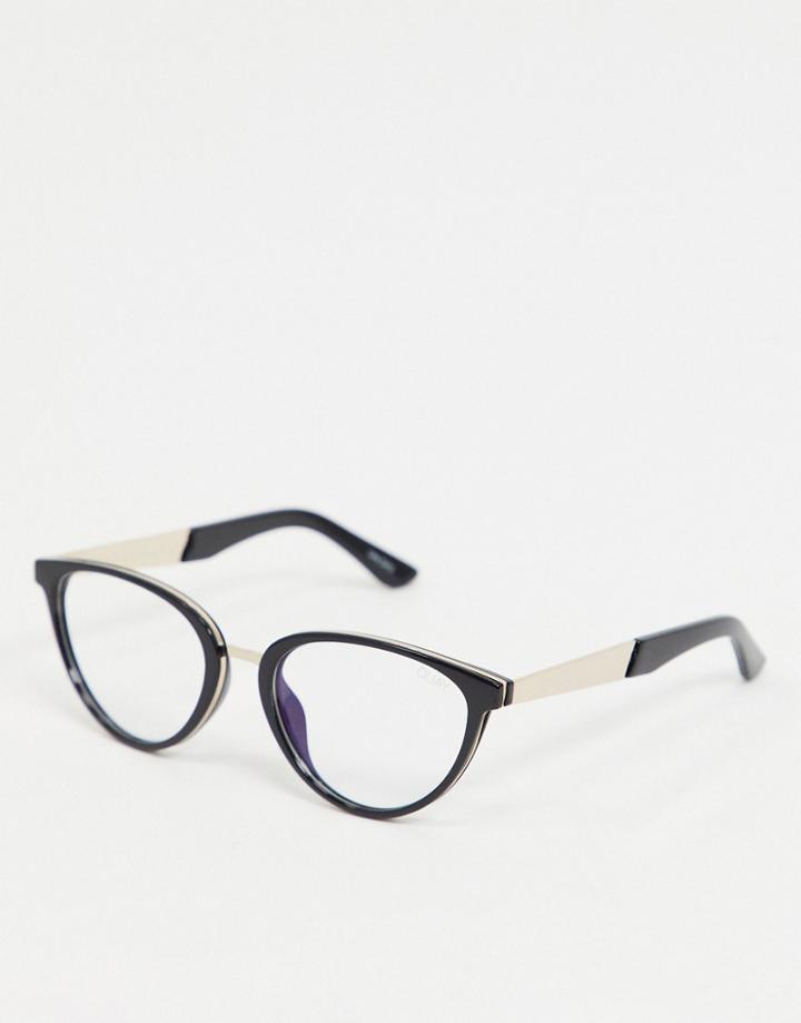 Quay Rumours Women's Cat Eye Blue Light Glasses In Black