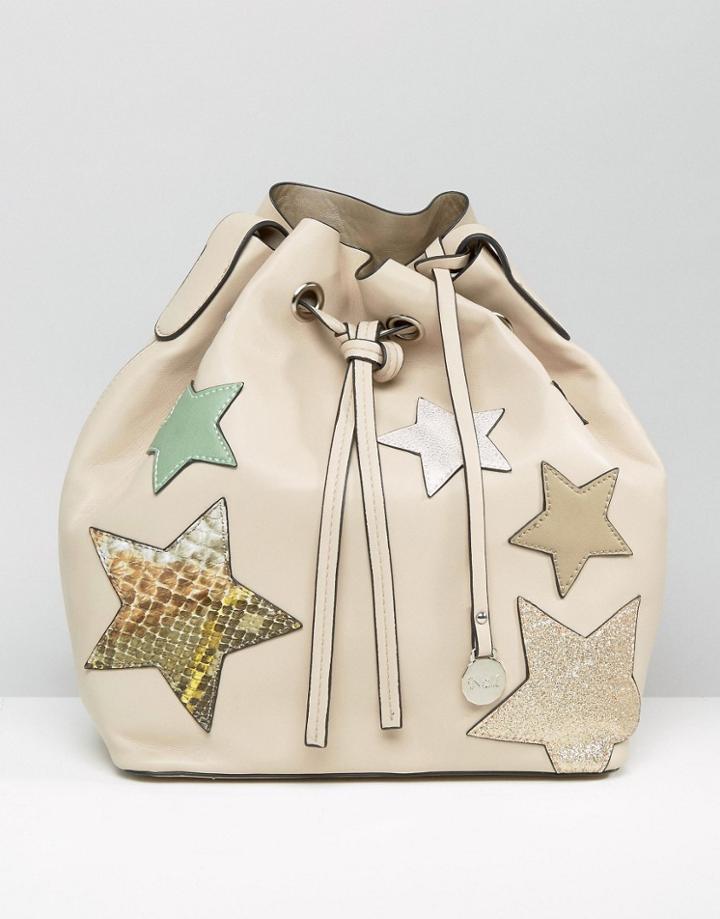 Nali Beige Star Bucket Bag - Beige