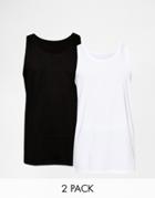 Asos Layering Longline Vest 2 Pack In Skater Fit Save 15%