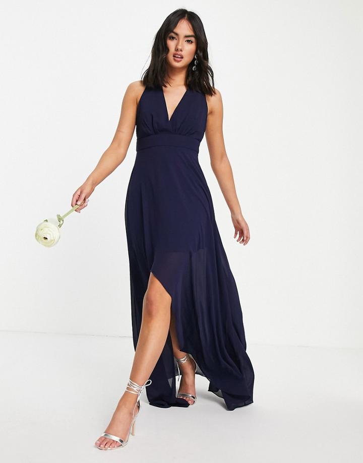 Chi Chi London Shay Cross Back Dress In Blue-blues