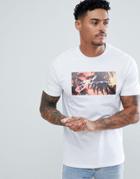 Good For Nothing Muscle T-shirt With Palm Tree Print - White