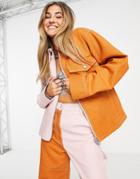 Topshop Half And Half Contrast Zip Through Jacket In Pink And Orange - Part Of A Set-multi
