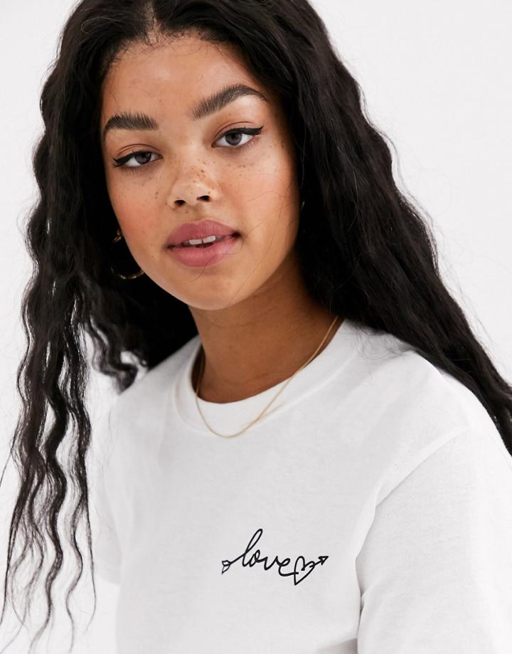 Miss Selfridge Tee With Neon Slogan In White