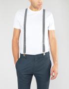 Asos Suspenders In Gray Marl With Leather Vintage Finish - Gray
