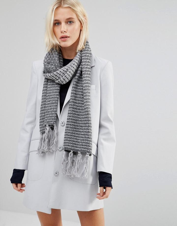 Vintage Diamond Stitch Scarf - White
