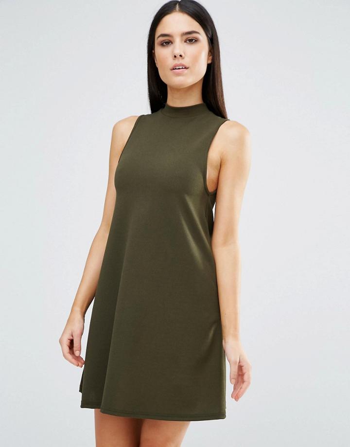 Ax Paris High Neck Swing Dress - Khaki