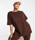 Threadbare Plus Chloe Shorts And Oversized T-shirt In Chocolate Brown - Part Of A Set