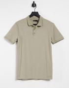 Asos Design Organic Muscle Fit Polo In Beige-neutral