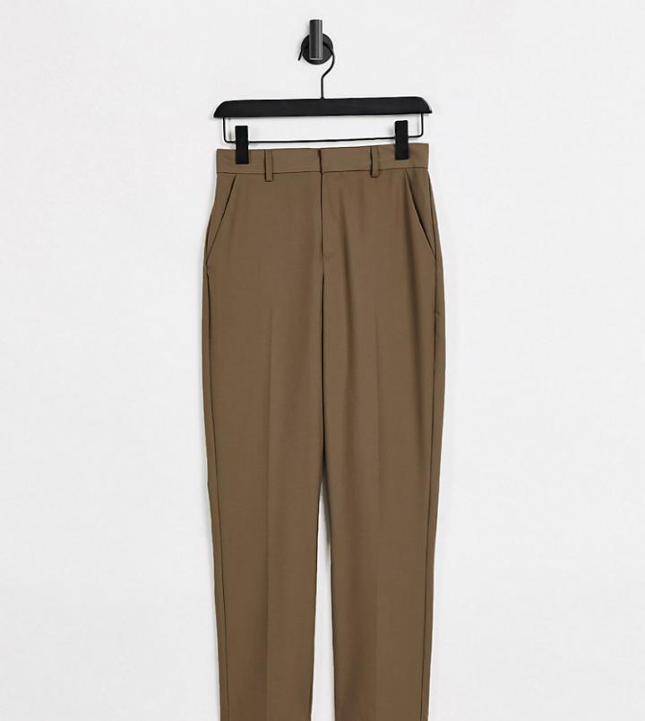 Collusion Slim Tailored Pants In Brown