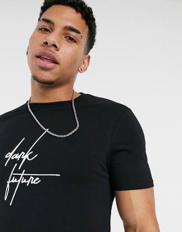 Asos Dark Future Muscle Fit T-shirt With Dark Future Logo-black