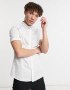 River Island Short Sleeve Poplin Shirt In White