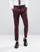 Asos Skinny Suit Pant In Dark Berry 100% Wool - Purple