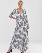 Liquorish Maxi Wrap Dress In Pineapple Print-multi