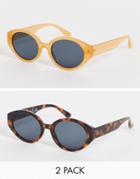 Svnx 2-pack Tortoise And Orange Sunglasses-brown