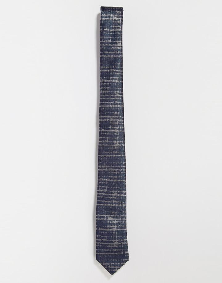 Asos Tie In Abstract Check In Blue - Blue