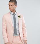 Noak Skinny Wedding Suit Jacket In Crosshatch-pink