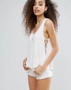 Nytt Tank Top With Lace Up Sides - White