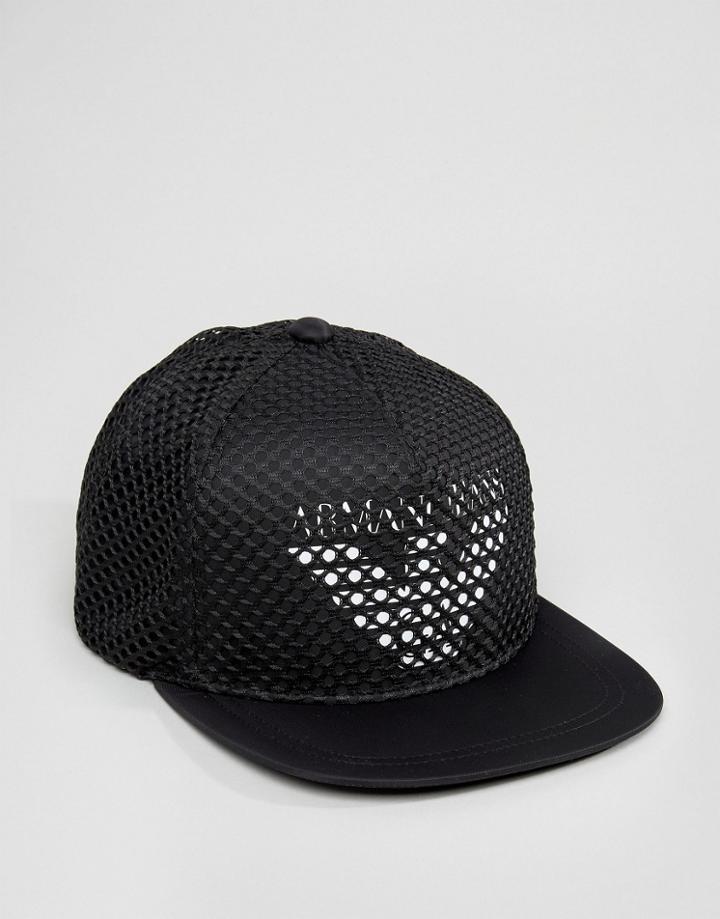 Armani Jeans Mesh Logo Cap In Black - Black