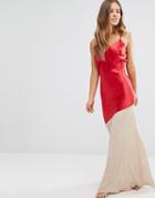 John Zack Petite Slinky Cami Strap Contrast Panel Maxi Dress - Multi