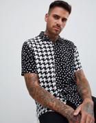 Asos Design Regular Fit Mix & Match Print Shirt In Monochrome - Black